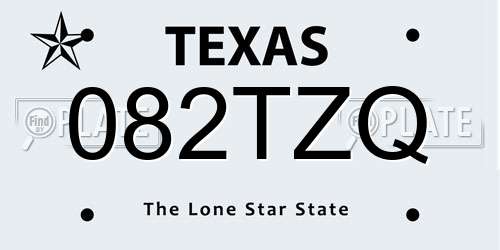 082TZQ Texas License Plate