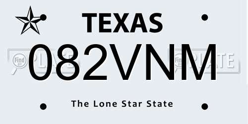 082VNM Texas License Plate