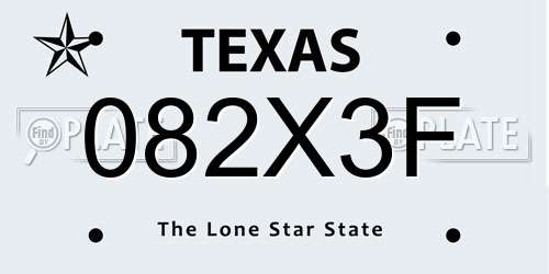 082X3F Texas License Plate