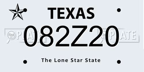 082Z20 Texas License Plate