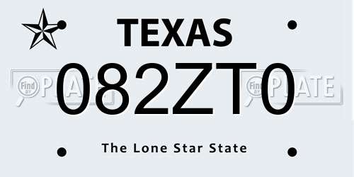 082ZT0 Texas License Plate