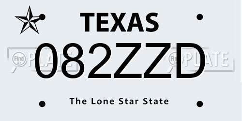 082ZZD Texas License Plate
