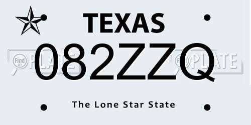 082ZZQ Texas License Plate