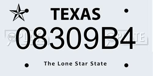 08309B4 Texas License Plate