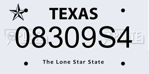 08309S4 Texas License Plate