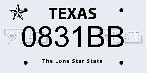 0831BB Texas License Plate