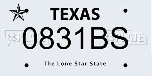 0831BS Texas License Plate