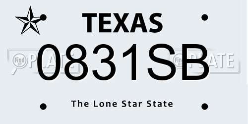 0831SB Texas License Plate