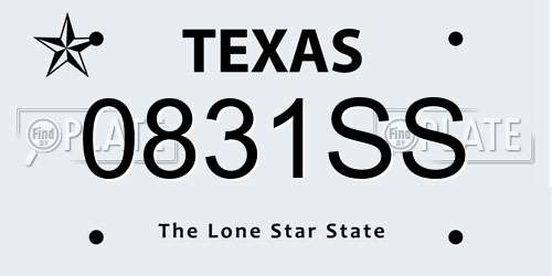 0831SS Texas License Plate