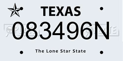 083496N Texas License Plate