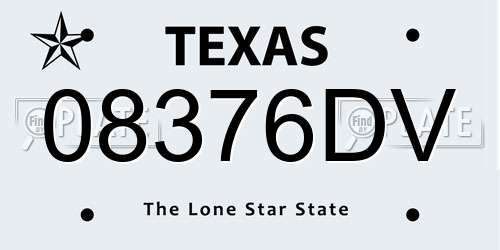 08376DV Texas License Plate