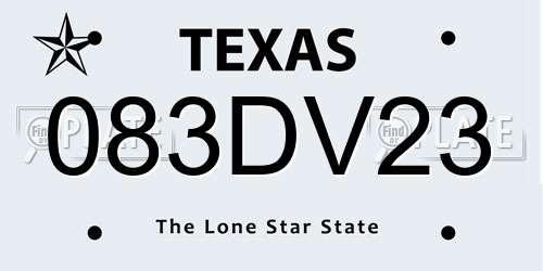083DV23 Texas License Plate