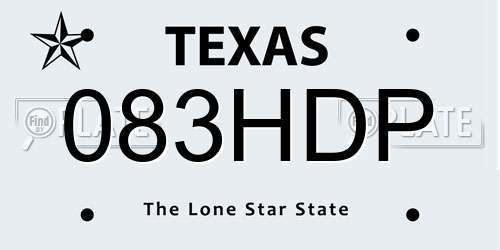 083HDP Texas License Plate