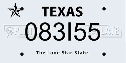 083I55 Texas License Plate