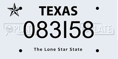 083I58 Texas License Plate