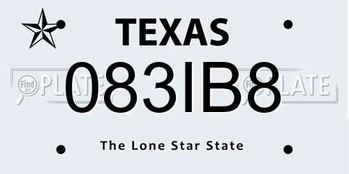 083IB8 Texas License Plate