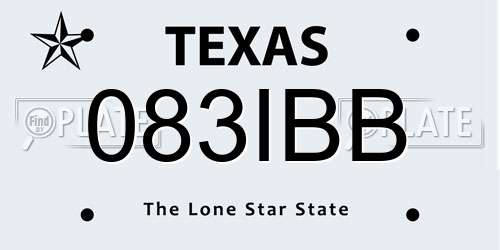 083IBB Texas License Plate
