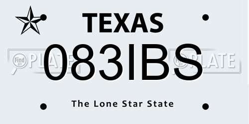 083IBS Texas License Plate