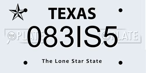 083IS5 Texas License Plate