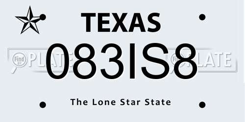 083IS8 Texas License Plate