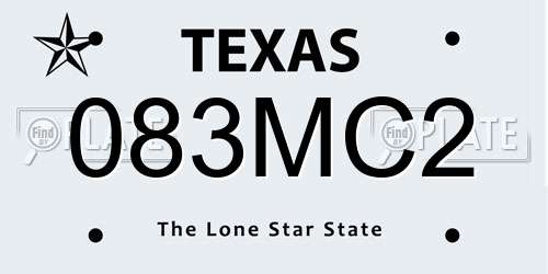 083MC2 Texas License Plate