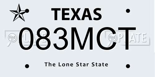 083MCT Texas License Plate