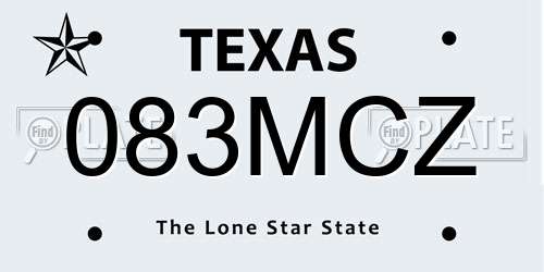 083MCZ Texas License Plate