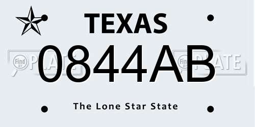 0844AB Texas License Plate