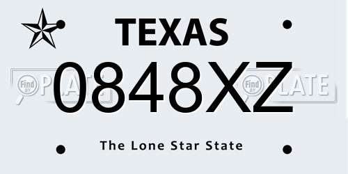 0848XZ Texas License Plate