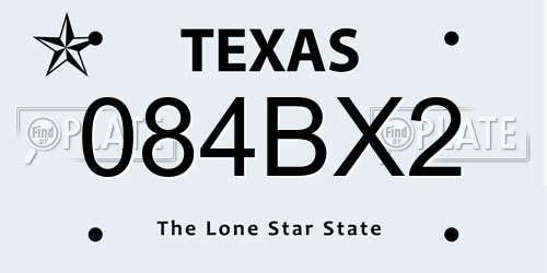 084BX2 Texas License Plate
