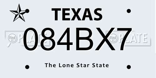 084BX7 Texas License Plate
