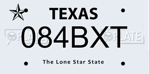 084BXT Texas License Plate
