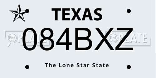 084BXZ Texas License Plate