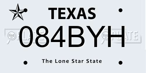 084BYH Texas License Plate