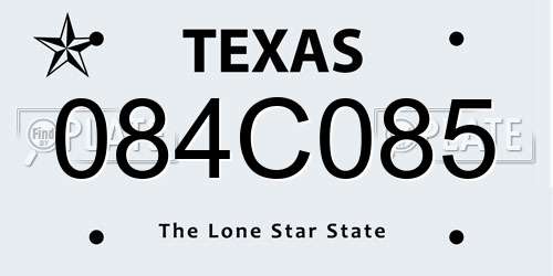 084C085 Texas License Plate