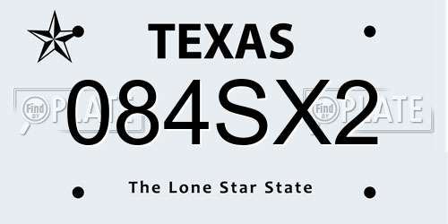 084SX2 Texas License Plate