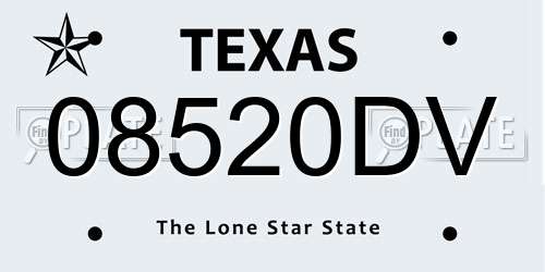 08520DV Texas License Plate