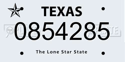 0854285 Texas License Plate