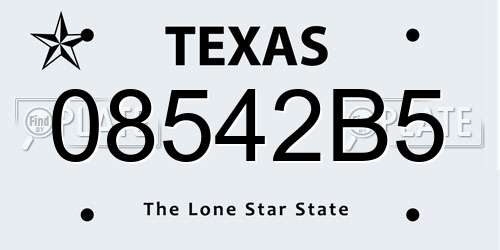 08542B5 Texas License Plate