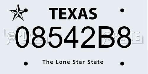 08542B8 Texas License Plate