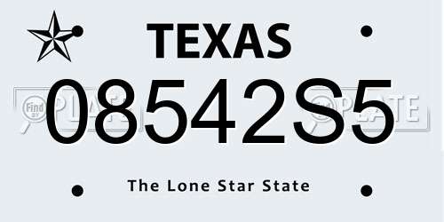 08542S5 Texas License Plate