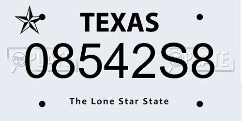 08542S8 Texas License Plate