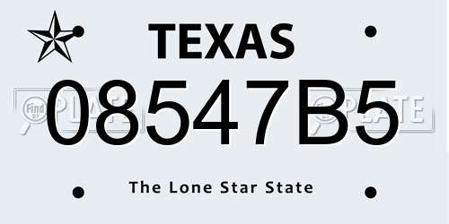 08547B5 Texas License Plate