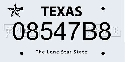 08547B8 Texas License Plate