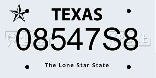 08547S8 Texas License Plate