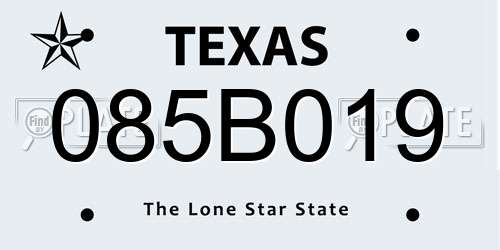 085B019 Texas License Plate