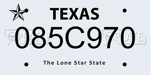 085C970 Texas License Plate