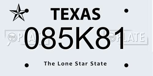 085K81 Texas License Plate