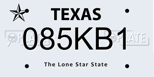 085KB1 Texas License Plate