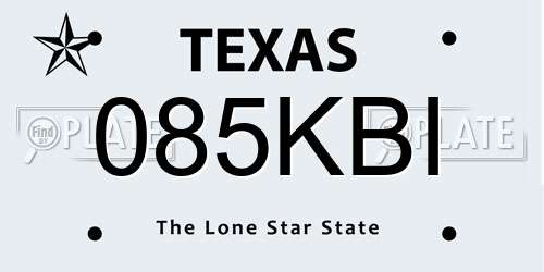 085KBI Texas License Plate